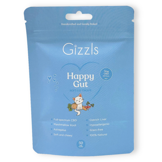 Gizzles Cat Happy Gut Soft Ostrich CBD Treats (50g)