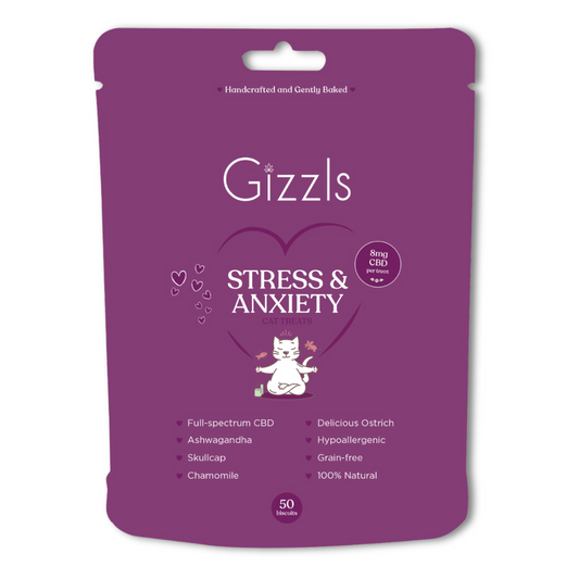 Gizzles Cat Stress And Anxiety Ostrich CBD Treats (50g)
